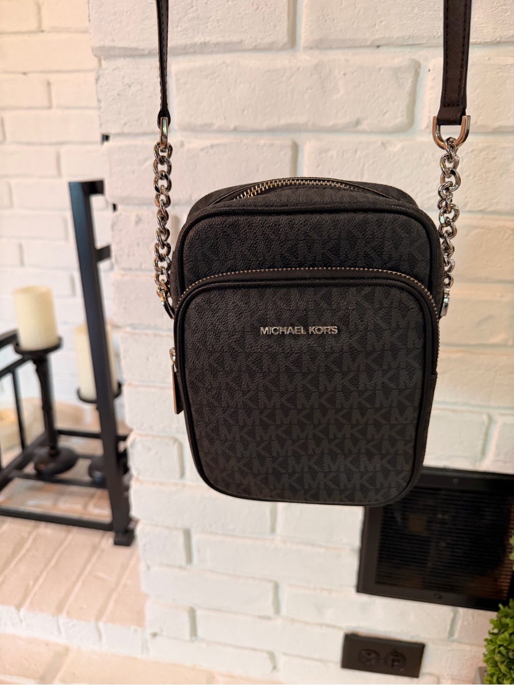 Michael Kors Black Logo Crossbody Bag with Chain Strap